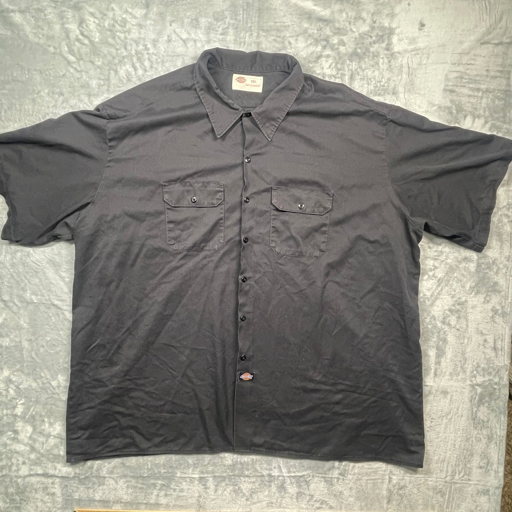 Dickies Mens Short Sleeve Work Shirt Black 5XL Button Up Chest Pockets